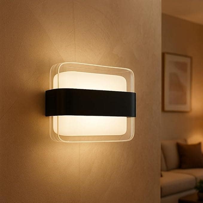 led Wall Light | LED Waterproof Outdoor Wall Rectangle Up Down Wall Mounted Metal Curved Lamp (Black) (5x5 inches)