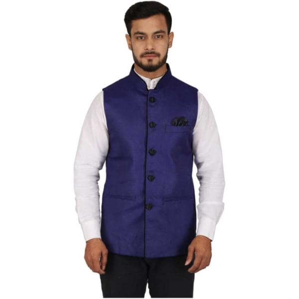 Men's Stylish Plain Sleeveless Dark Blue Jacket