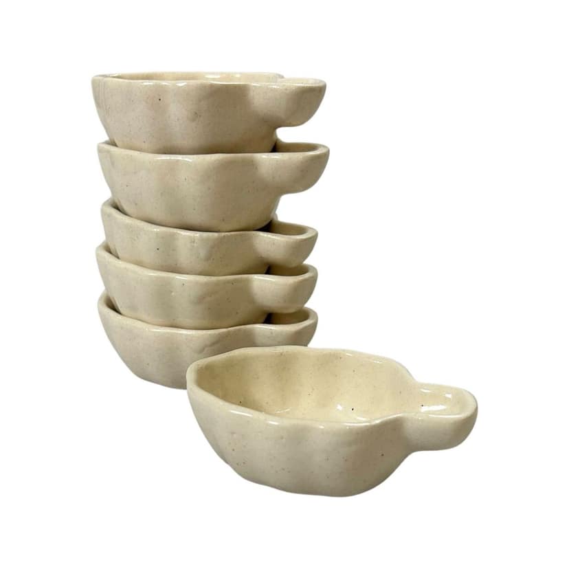 Ceramic Dining White Leaf Shaped Ceramic Dip Bowls Set of 6 || Ketchup Bowls || Sauce Bowls || Chutney Bowls view 2