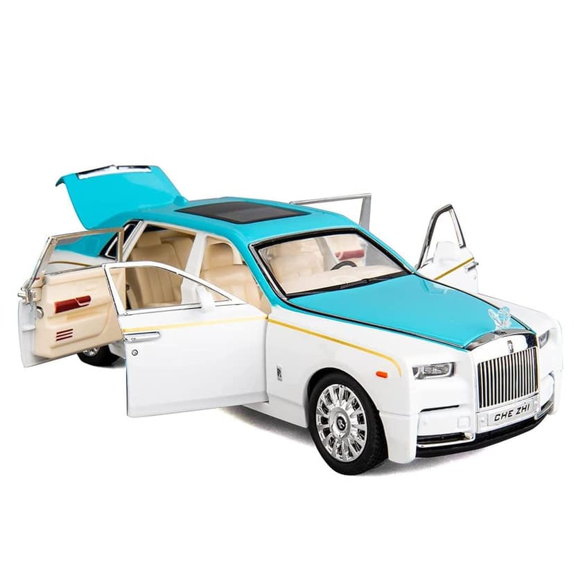 KTRS ENTERPRISE 1/24 Rolls-Royce Phantom Model Car,Zinc Alloy Pull Back Toy Diecast Toy Cars with Sound and Light for Kids Boy Girl Gift view 2