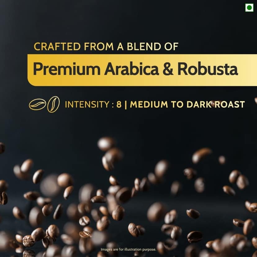 Tata Coffee Gold Coffee Capsules, Intensity- 8 | Tasting notes: Dark Chocolaty & Fruity | Nespresso Compatible Coffee Pods, 10 Aluminium Capsules, 55 g view 2