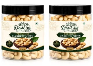 DesiEra Premium Whole Cashew Nuts (Sabut Kaju) | Carefully Selected Whole Kaju | 500g (250g+250g) | Rich & Creamy Taste | Perfect for Snacking, Sweets & Cooking | Selected
