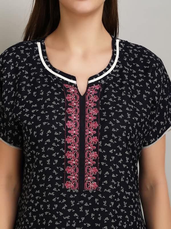 KOI Alpine Nightgown with Floral Embroidery-Pink Large view 2