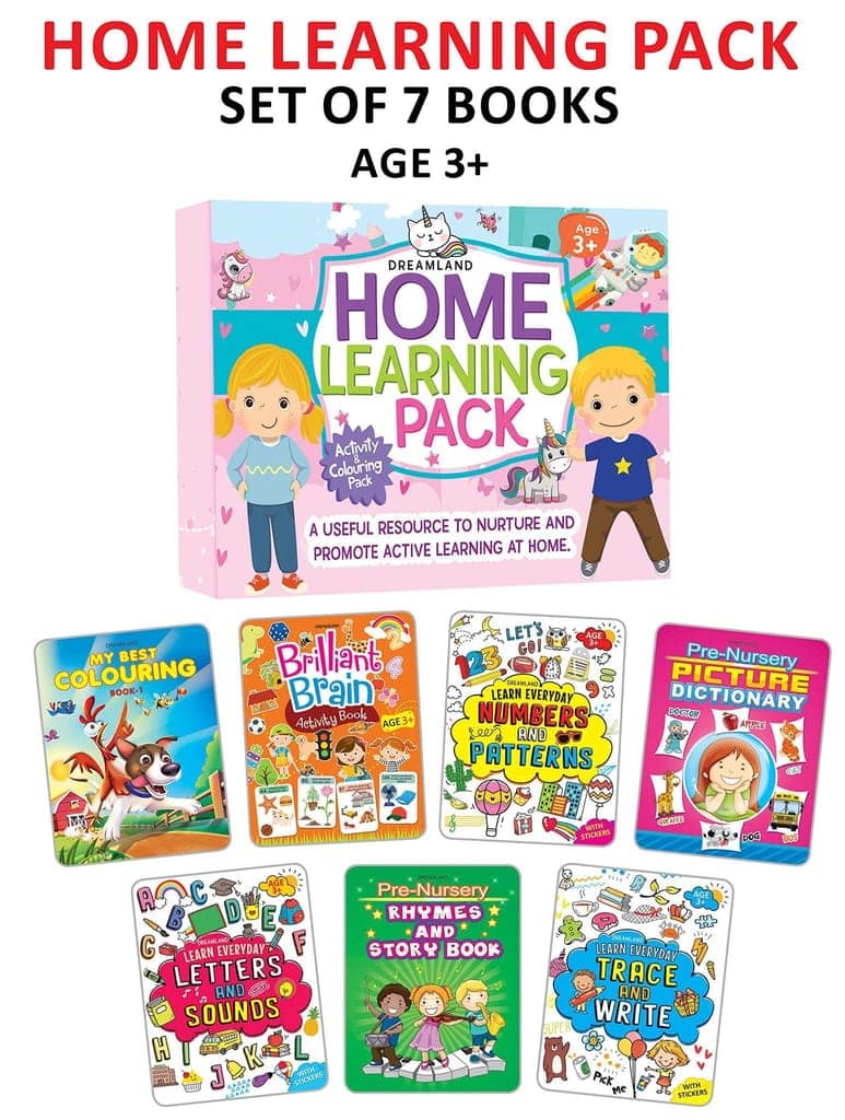 Home Learning Books Pack Age 3+ An Amazing Set of 8 Books- My Best Colouring , Brilliant Brain Activity, Numbers and Patterns, Pre Nursery Picture ... Rhymes and Story Book, Trace and Write [Paperback] Dreamland Publications