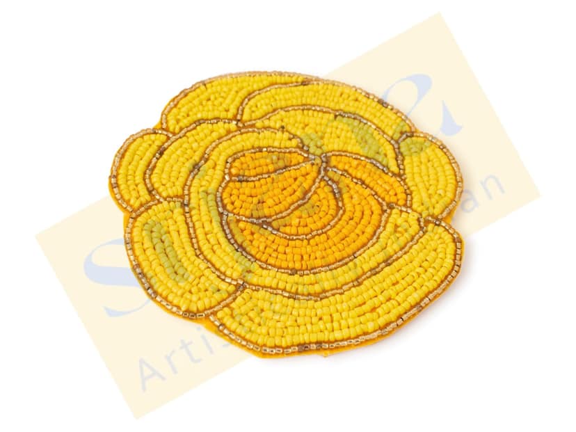 Srjana Handcrafted Beaded Rose Shaped Coasters 1pc view 2