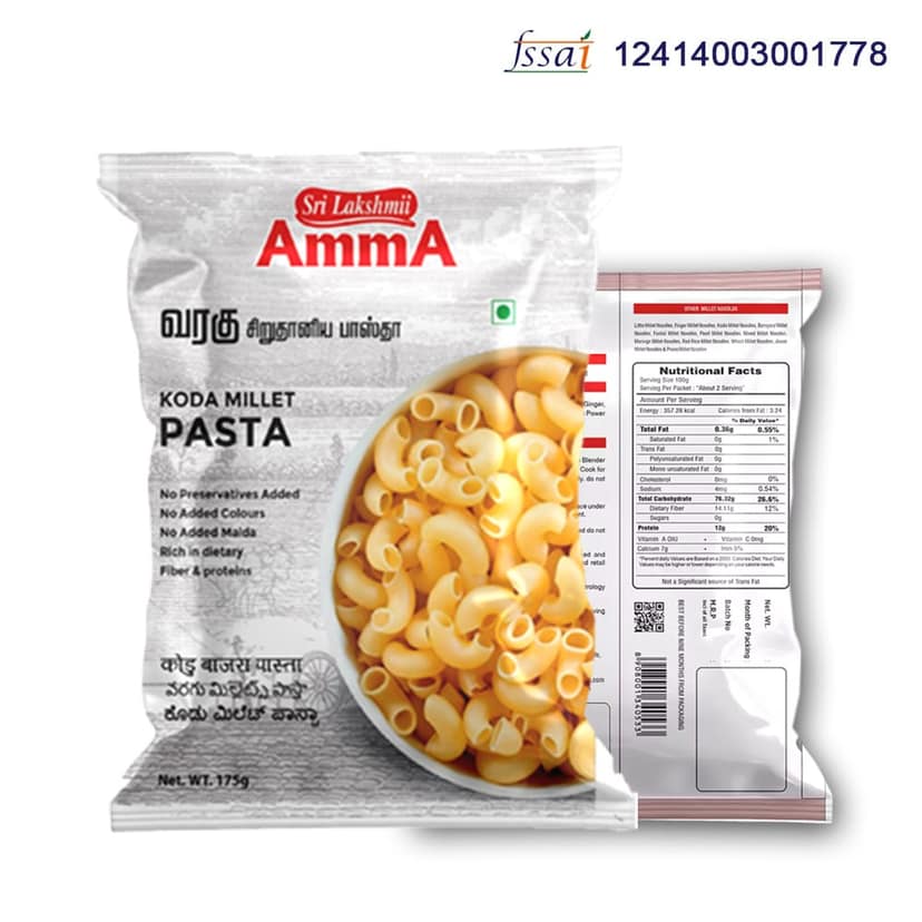 Sri Lakshmi AmmA Millet Pasta 175g | Available in 12 Variants