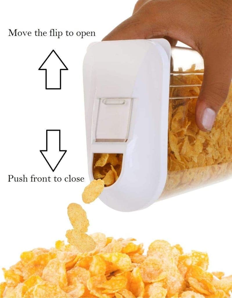 HAPPI Easy Flow Container Set For Kitchen Storage Cereals,Rise,Pulse Plastic Dispenser 6 Pcs Set - 750ML (6 Pcs) view 2