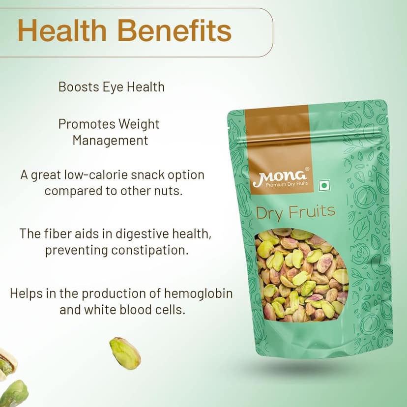 Mona Premium Shelled Pistachios (Pista) - Fresh Dry Fruits for Healthy Snacking view 2