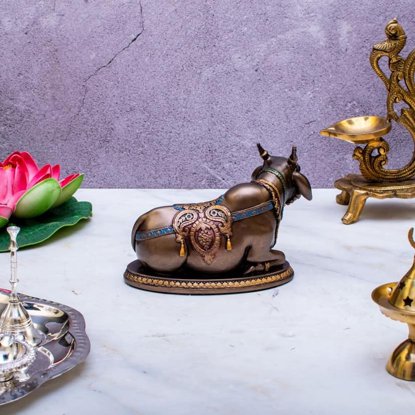 Craftlayout Resin Nandi Idol with Antique Finish 4 Inch view 2