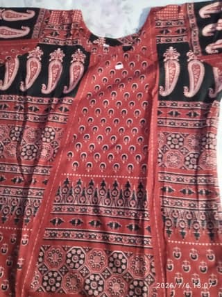 Ethnic Printed Cotton Kurti (Rust & Black) | Traditional Paisley & Geometric Motifs | Ethnic Casual
