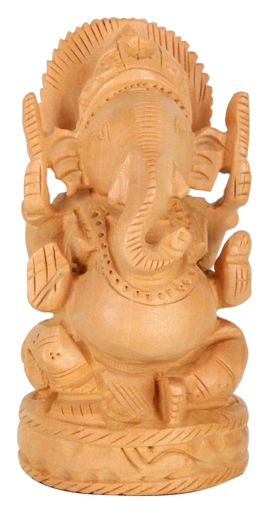 Cottage Wooden Ganesh Idol (12 cm x 5 cm x 12 cm, Brown) view 2