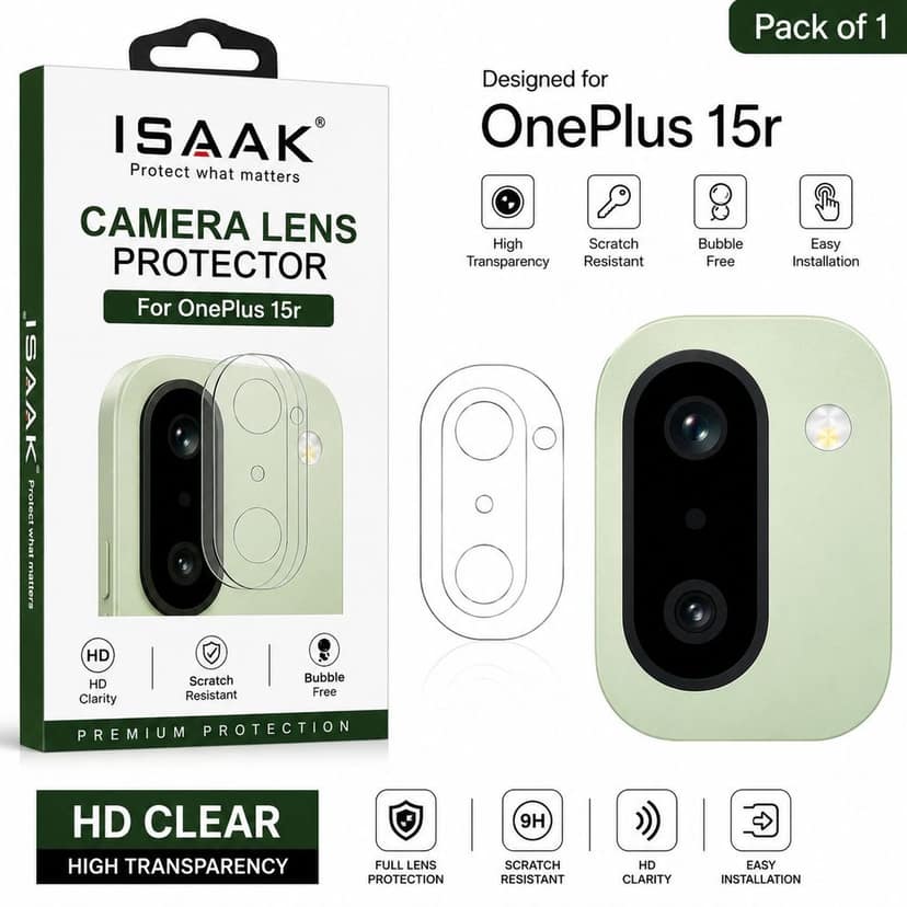 ISAAK Back Camera Lens Protector compatible for OnePlus 15r (Pack of 1)