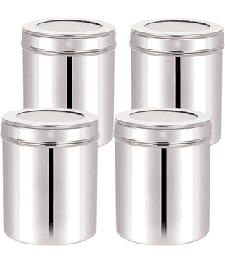 Visaxmi Grocery Container Steel Silver Food Container ( Set of 4 )