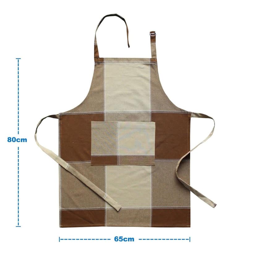 AIRWILL Cotton Checkered Design Brown Color Apron (Pack of 1pc) view 2