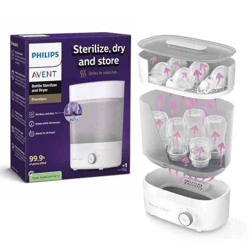 Philips Avent Sterilizer & Dryer for Baby Products | Babies Fall Ill Less in Philips Avent Sterilizer Homes & get 2X Better Germ Protection vs Boiling*| Built-in Dryer | 2 Yr Warranty | SCF293/00 Philips Avent Sterilizer & Dryer for Baby Products | Babie view 2