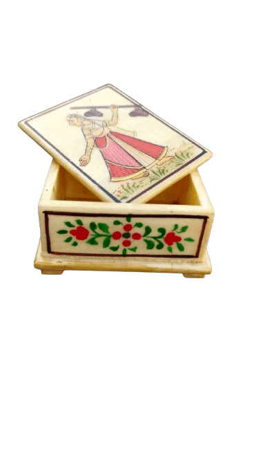Jakir Hussain Bone Storage Box Ambuj Painting Antique Finish Multipurpose Box | Set of 1 view 2