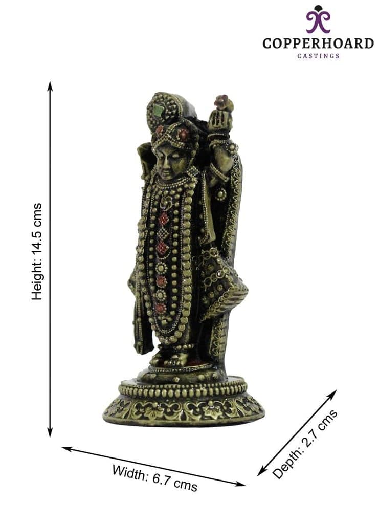 COPPERHOARD Multicolor Black Resin Shreenathji Krishna Murti Statue for Home Temple Gift view 2