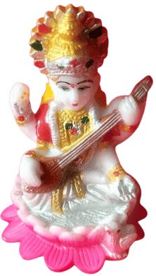 HandCrafted Goddess Saraswati Idol Playing Veena For Car Dash-Board |Office Table | MultiPurpose Use| Pack Of 2
