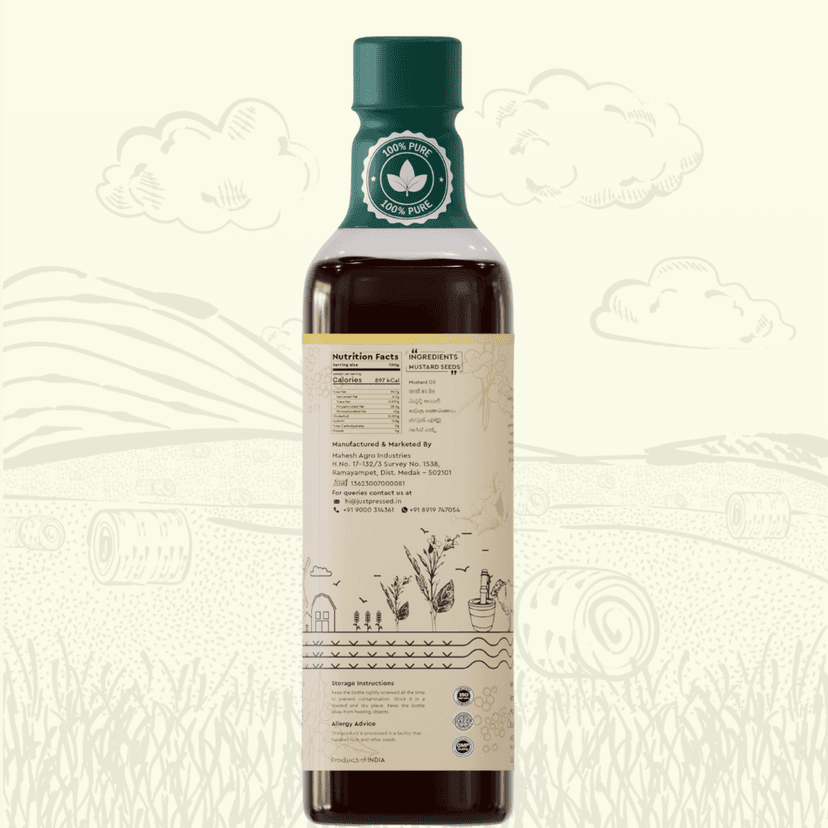 Mustard Wood Pressed Mustard Oil 4 Litres (Cold Pressed - Extracted on Wooden Churner) | Kolhu/Kacchi Ghani / Chekku view 2