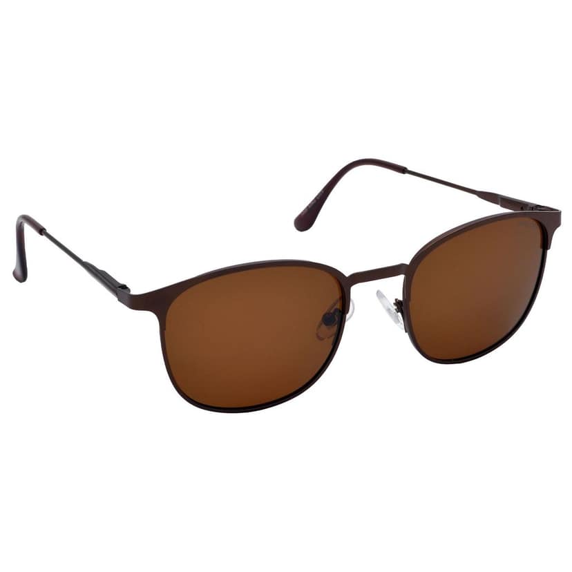 Stylish Clubmaster Oval Full-Frame Metal Polarized Sunglasses for Men and Women | Brown Lens and Brown Frame | HRS-KC1009-BWN-BWN-P view 2