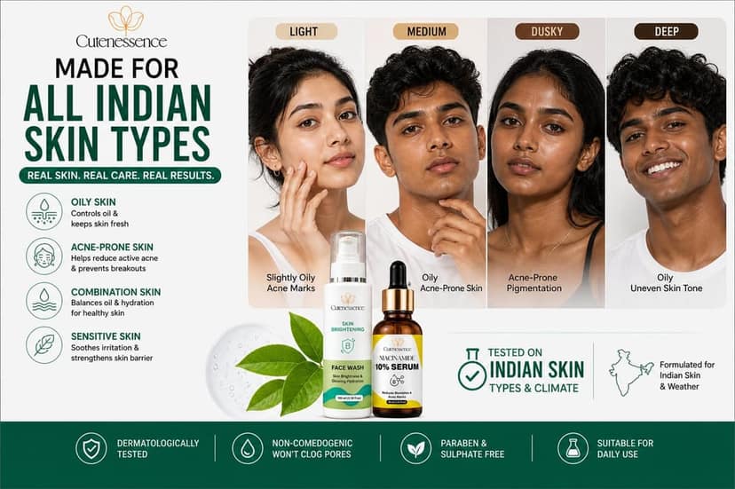 Cutenessence Niacinamide 10% Serum 30ml + Face Wash 100ml Combo | Acne Control, Oil Balance & Pore Minimizing Skincare Kit | Daily Routine for Clear Skin | Men & Women view 2