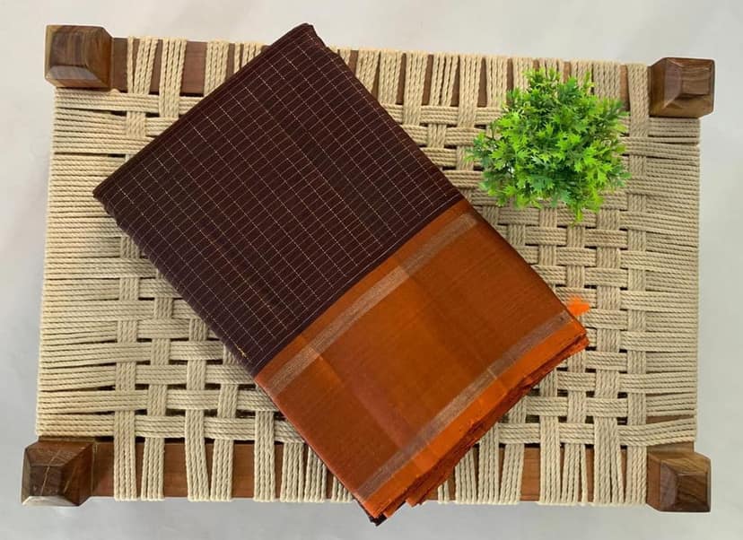 NVDHDSS039-Dark Brown And Orange Color Check view 2