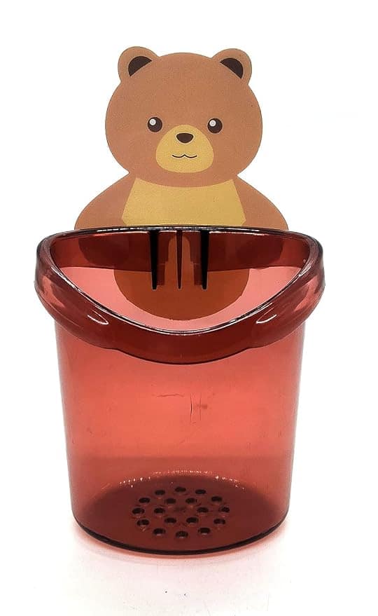 ROKTRY Teddy Bear Toothbrush Holder – Wall Mounted Kids Toothpaste and Brush Stand with Bathroom Cup Organizer view 2