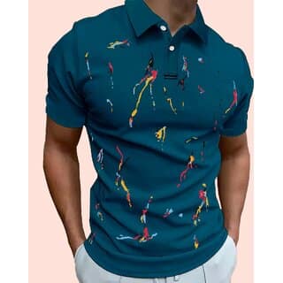 AUSK Mens Casual Printed Cotton Blend Teal Blue & Black Summer wear Co-ords set of T-Shirt & Trakpant view 2