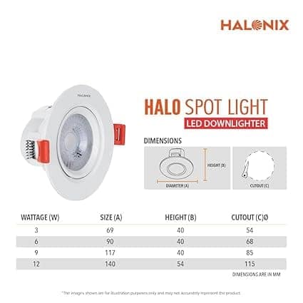 12W Neutral White Adjustable Halo led Spot Light | Compact Design with 120° Beam Angle | Recessed Down Light for False Ceiling | Cutout - 4.5 inch | Pack of 1 view 2