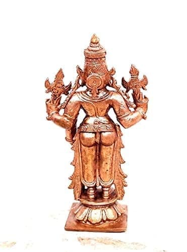 Searchers Paradise - Copper Idols Srinivasa Perumal and Lakshmi ,4 inches, Copper Handmade 250 Grams, Patina Antique Finish, Pack of 1 Piece view 2