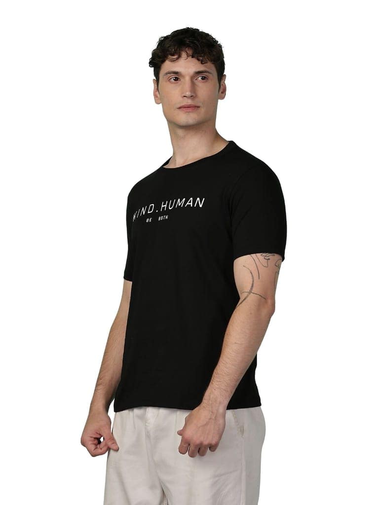 Cotton Black Kind Human T-Shirt view 2