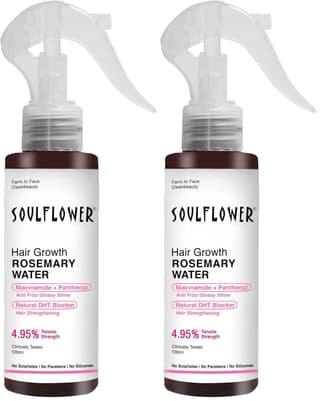 Soulflower Rosemary Water spray with mint| For Hair growth, Hair fall control, Scalp health, Hair damage protection, Anti frizz| Rosemary, Niacinamide & peppermint Oil | Men & Women | 100ml