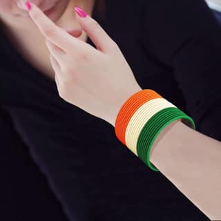NMII Non-Precious Metal with Base Metal Matte Finished Premium Independence Day Republic Day Neon Tri-Colours Bangle set for Women Pack of 48 Bangles
