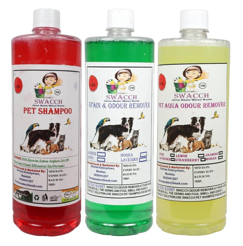 Swacch Pet Shampoo (Jasmine) + Deodorizer (Lemon) + Stain Remover (Mogra) (1 Litre) (Combo Pack of 3) view 2