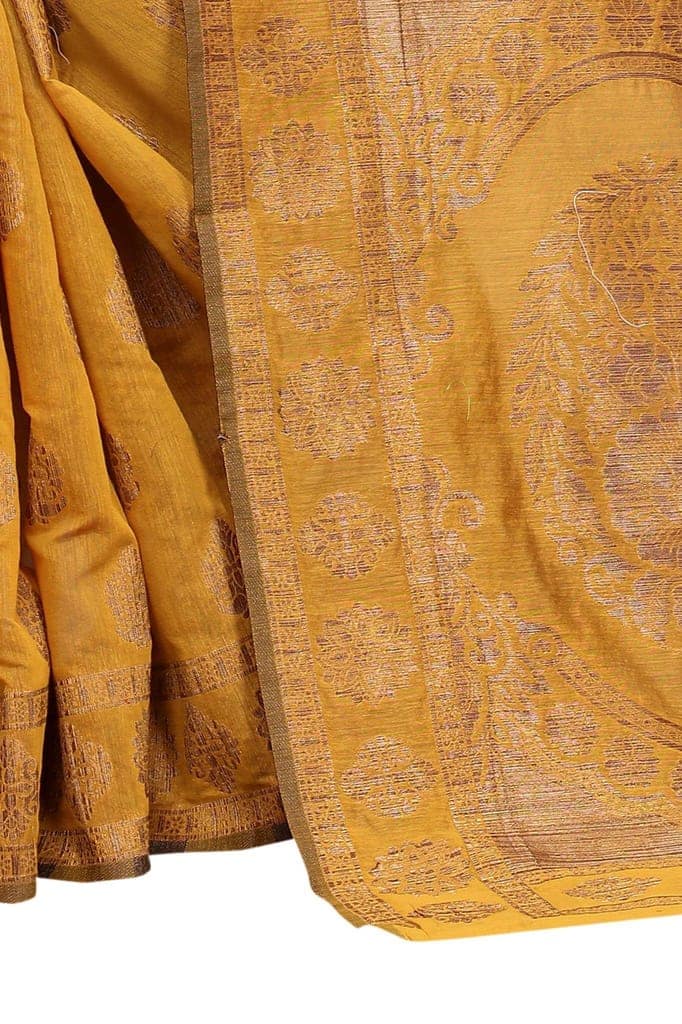 Silk Zone Women's Cotton Blend Woven Banarasi Saree with Blouse Piece view 2