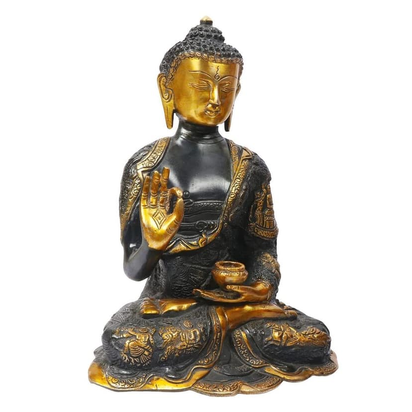 ARTVARKO Bhagwan Buddha Statue Blessing Face Murti for Home D�cor Entrance Office Table Living Room Meditation Luck Gift Feng Shui 12 Inches Large Statue Copper Black Color view 2
