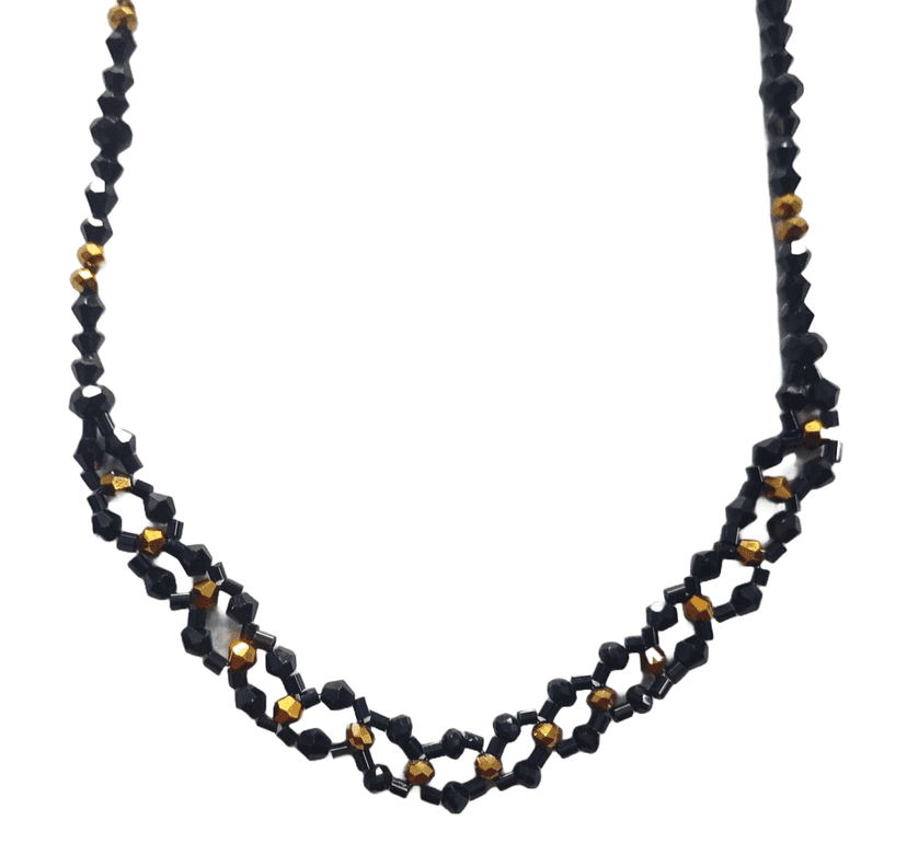 Stunning black beaded necklace view 2