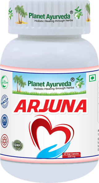 Planet Ayurveda Arjuna Capsules for Heart Health - 60 Vegetarian Capsules - 500mg