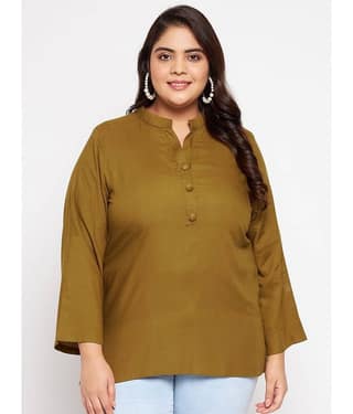 VINAAN Women's Rayon Regular Top ( Brown )