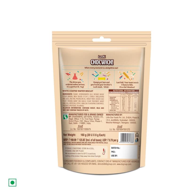 Luvit Chocwich White Pouch || 20 Pieces || 160 Grams view 2