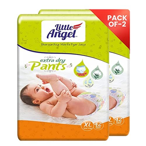 Little Angel Extra Dry Baby Pants Diaper, Extra Large (XL) Size, 84 Count, Super Absorbent Core Up to 12 Hrs Protection & Wetness Indicator, Pack of 2, 42 count/pack, Over 12kg Little Angel Extra Dry Baby Pants Diaper, Extra Large (XL) Size, 84 Count, Su view 2