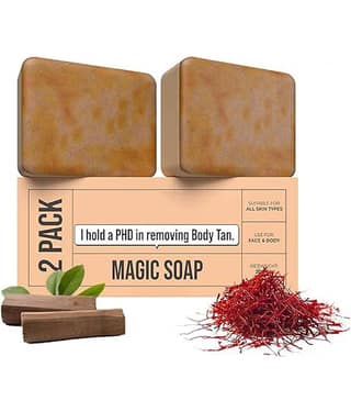 Mabilia Magic Soap Sandalwood and Saffron Bath GharSoap Pack of 2 Glowing Brightening Deep Cleansing