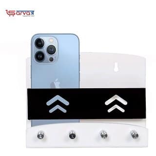 Sarvatr Acrylic Double Mobile Stand with Key holder Charging Holder Wall Mounted