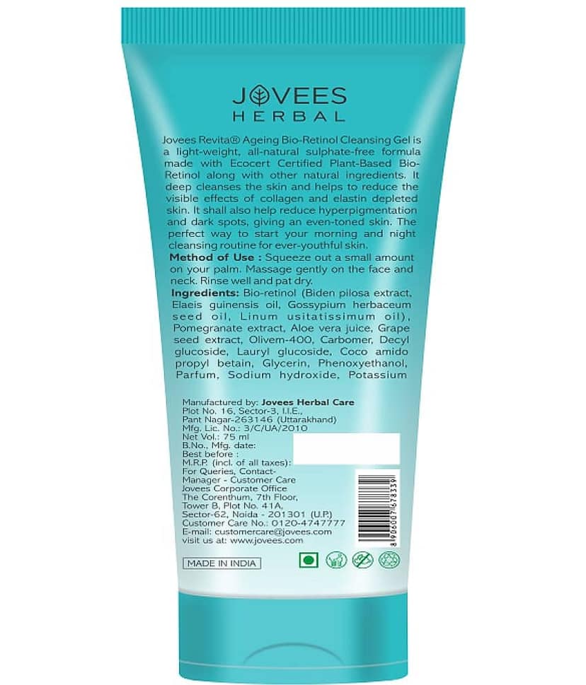 Jovees Herbal Bio-Retinol Revita Ageing Cleansing Gel To Reduce Fine & Wrinkles, 75ml (Pack of 1) view 2