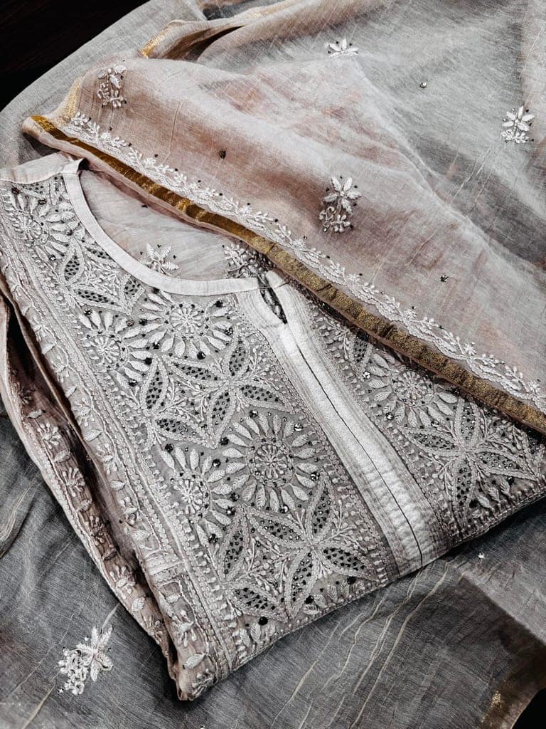 Tulip Handcrafted Semi-Stitched Kota Doria Suit with Dupatta � Lightweight Embroidered Ethnic Wear Fabric Set view 2