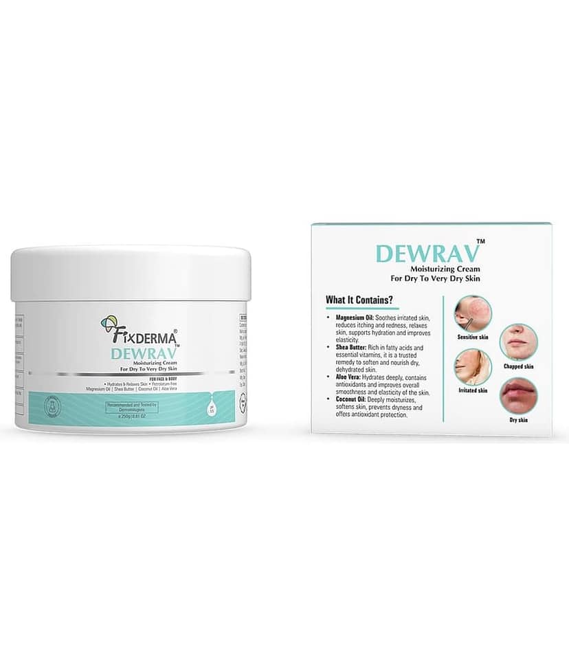 Fixderma Dewrav Moisturizing Cream for Face & Body Deeply Hydrates Dry to Very Dry Skin (250 g)