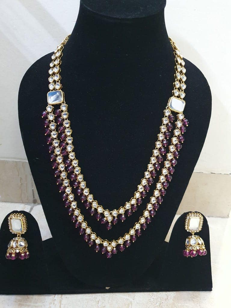Kundan Layered Partywear Long Necklace view 2