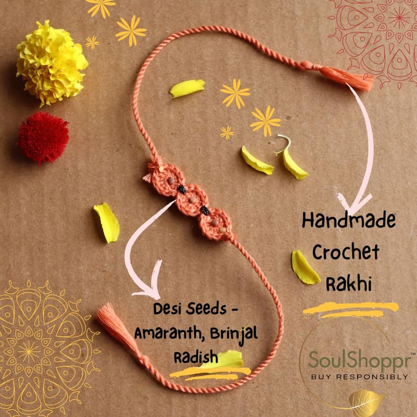 Peach Trinity - Handmade Beej Rakhi Gift Hamper view 2