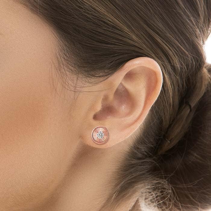 Rose Gold Stone Rim Earrings view 2