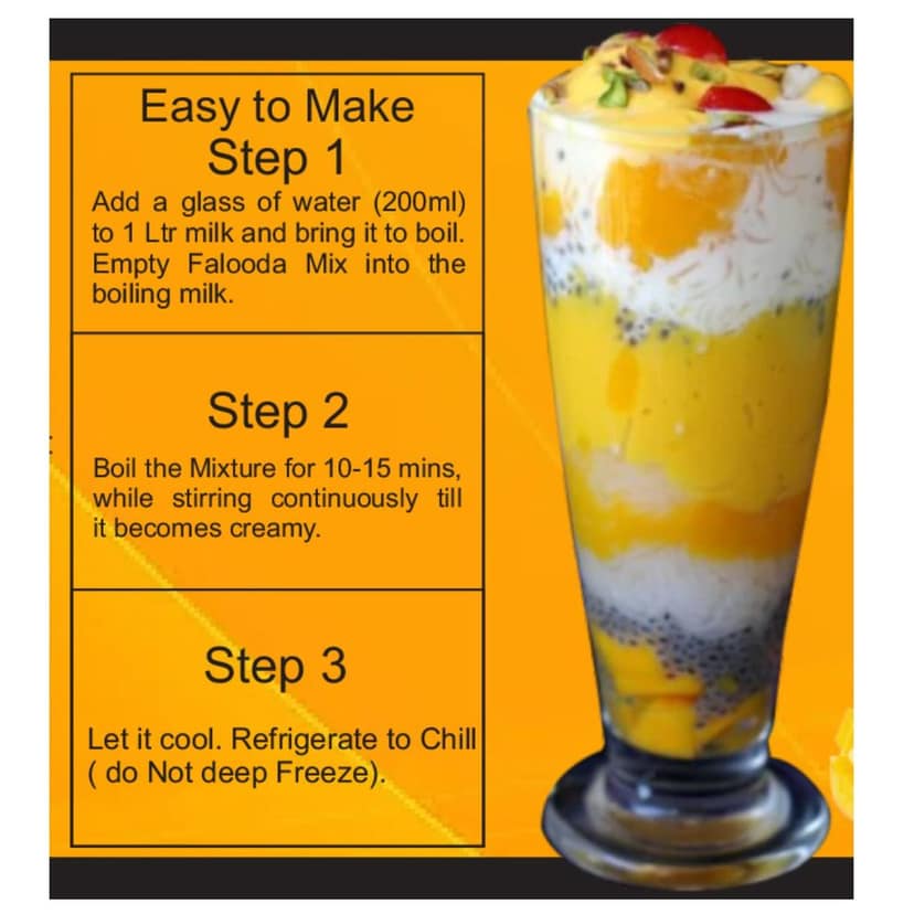 Brew Lab Mango Flavored Falooda | Instant Falooda Mix | Easy to Prepare| Ready to Eat 100 g view 2